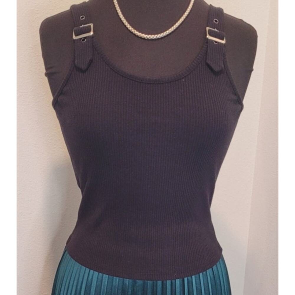 Heart Hips Black Ribbed Crop Tank L Alt Skater Grunge Streetwear